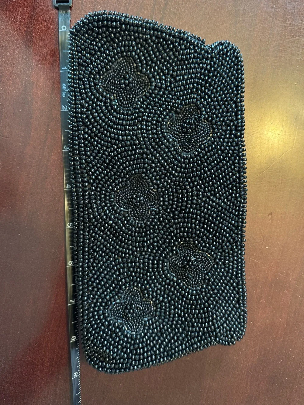 Vintage Black Beaded Floral Pattern Evening Clutch